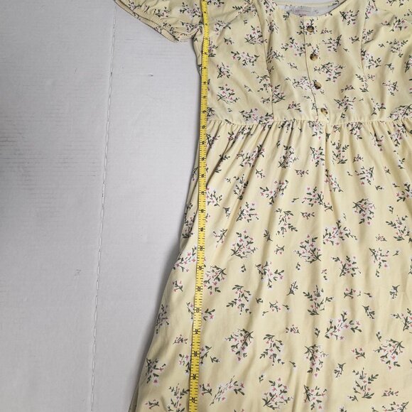 No Boundaries Juniors M 7-8 Peasant Mini Dress Yellow Floral Hi Low Summer - Picture 11 of 15